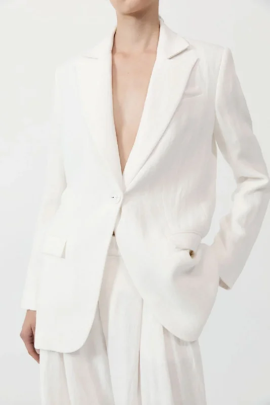 Tailored Linen Blazer - Ivory