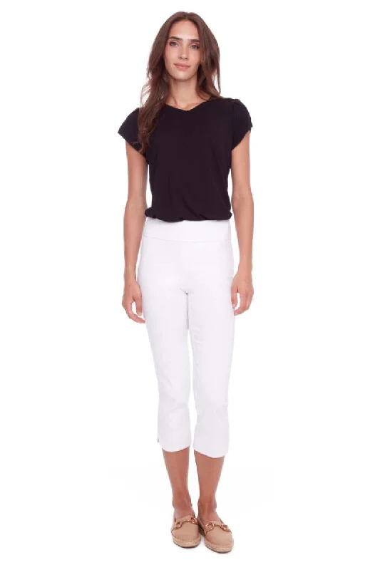 Techno Slim Crop Pant in White By Up! 68114