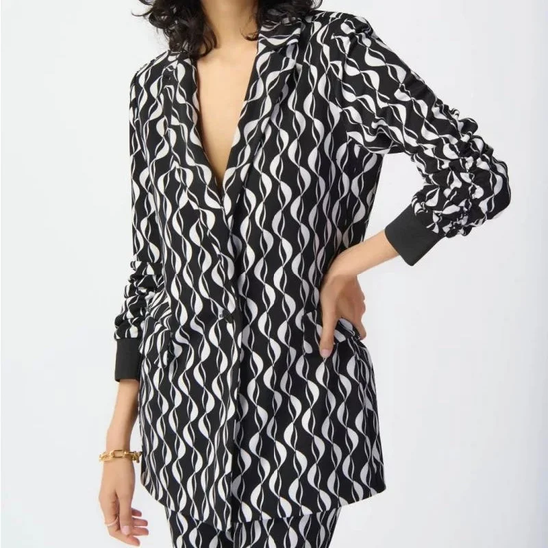 Joseph Ribkoff black/white zig zag blazer