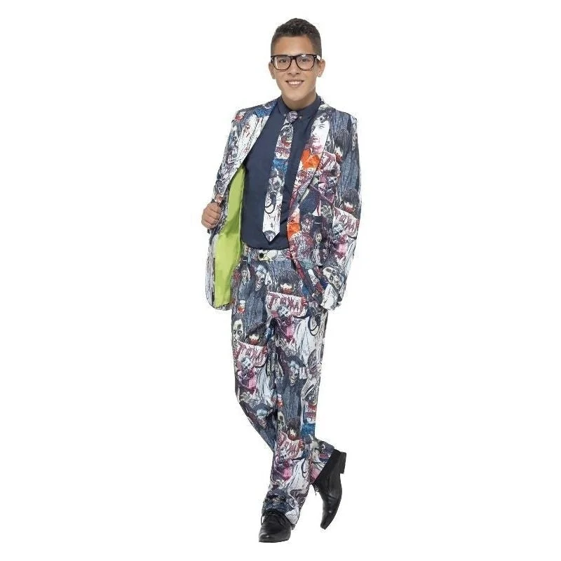 Zombie Suit Teen Costume Multi-Coloured Jacket Trousers Tie