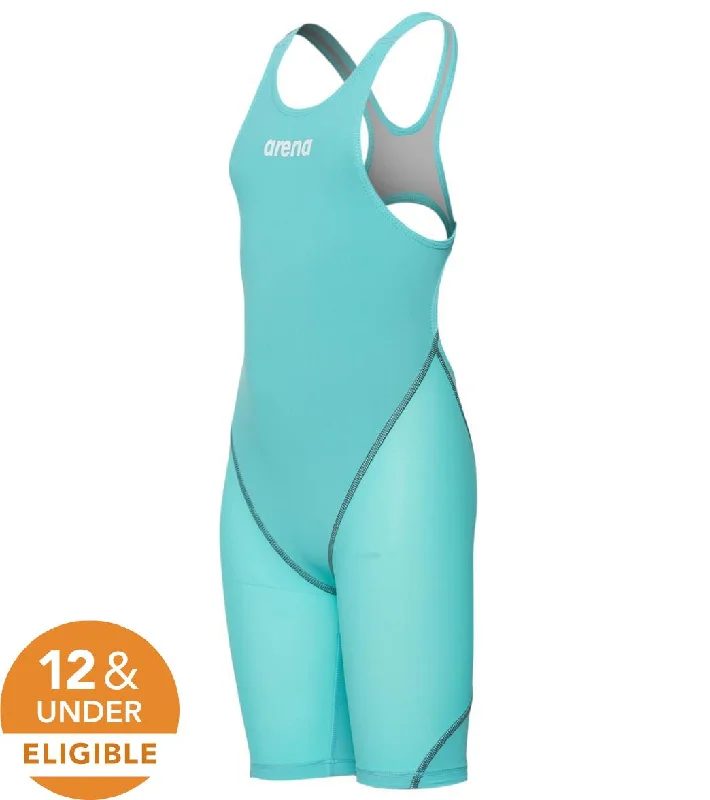 Arena Girls' Powerskin ST 2.0 Open Back Tech Suit Swimsuit Aquamarine