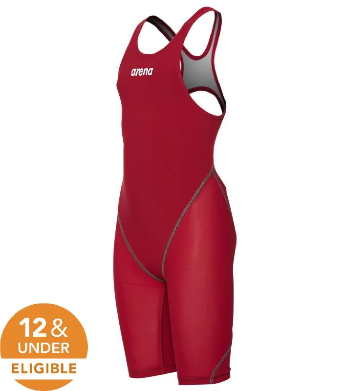 Arena Girls' Powerskin ST 2.0 Open Back Tech Suit Swimsuit Deep Red