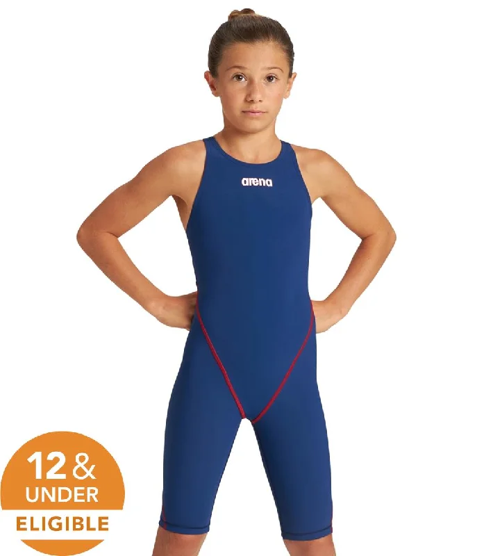 Arena Girls' Powerskin ST 2.0 Open Back Tech Suit Swimsuit Navy-Red-White