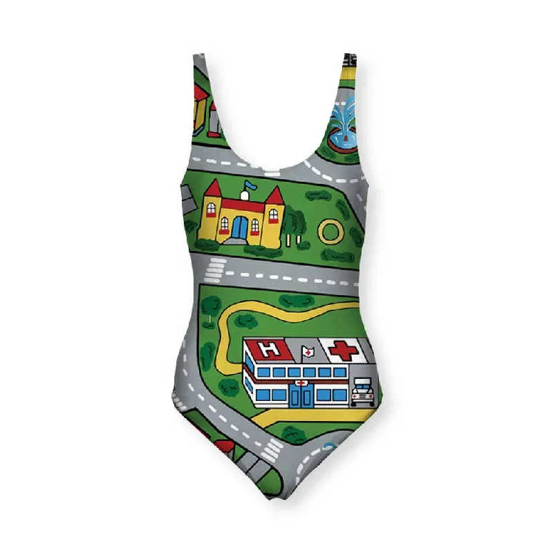 Car Carpet City Women's One Piece Swimsuit