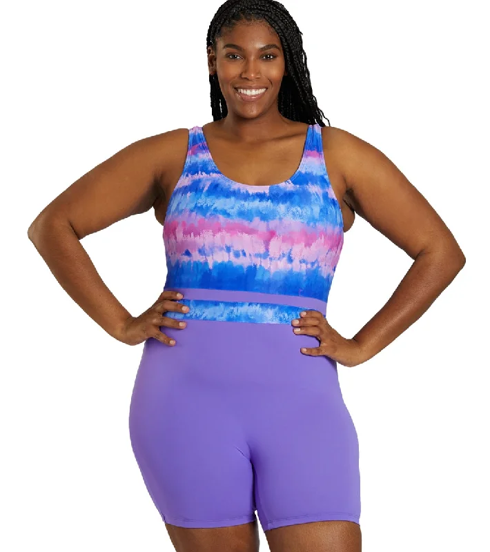 Sporti Plus Size HydroLast Malibu Sunrise Chlorine Resistant Scoop Back Unitard One Piece Swimsuit Malibu Sunrise