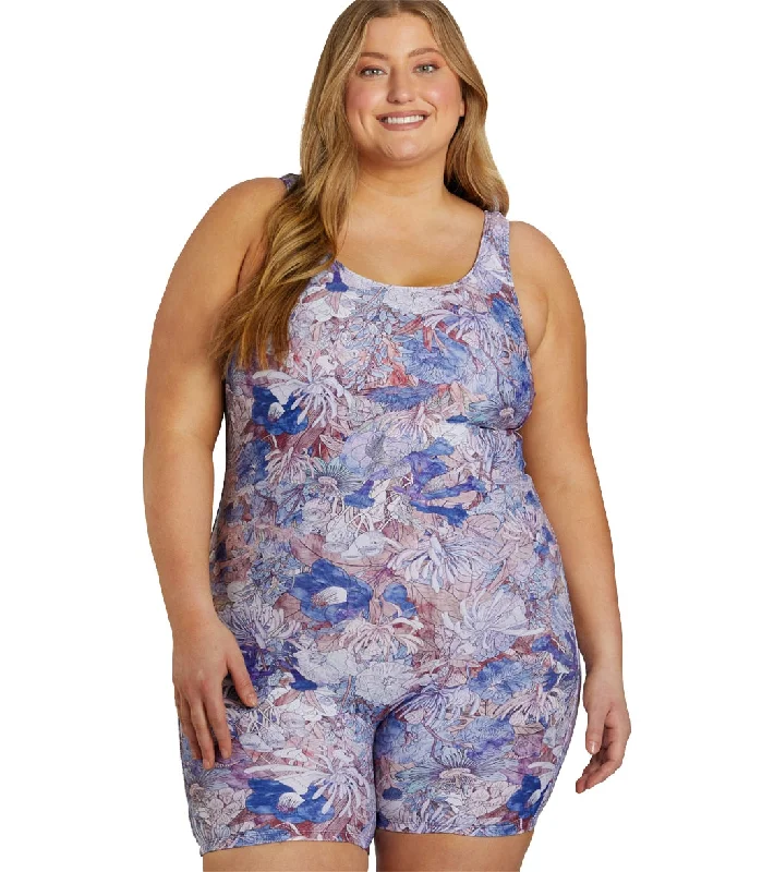 Sporti Plus Size Unitard Jungle Floral One Piece Swimsuit Mushroom