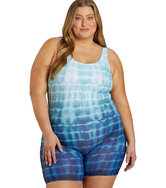 Sporti Plus Size Unitard Shibori Ombre One Piece Swimsuit Sea Foam