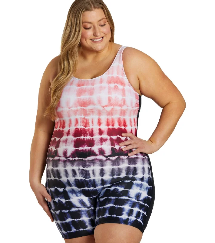 Sporti Plus Size Unitard Shibori Ombre One Piece Swimsuit Watermelon