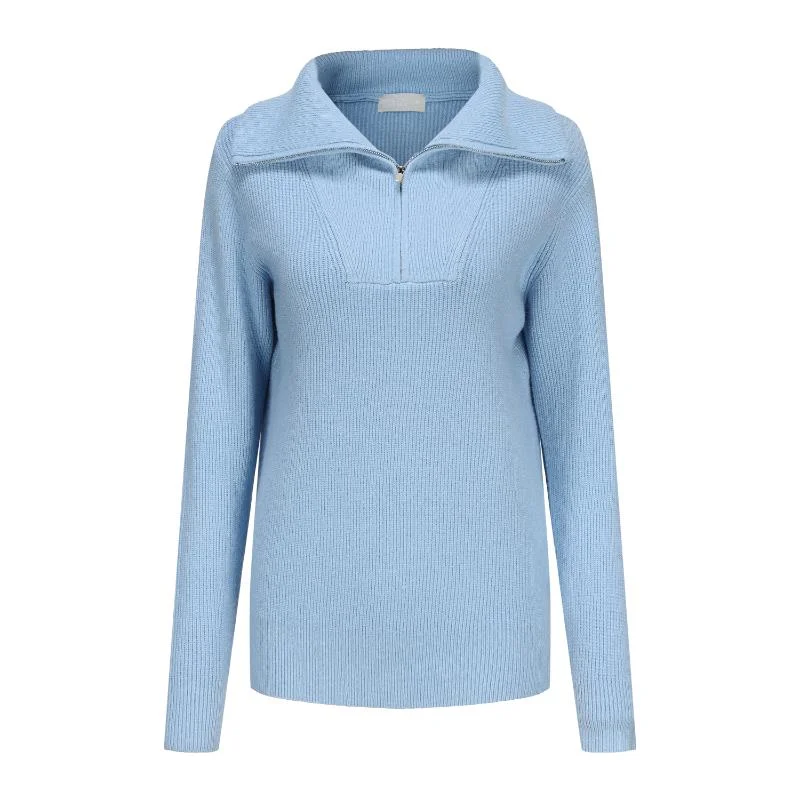 Women's Henley Mock Neck Knitted Sweater