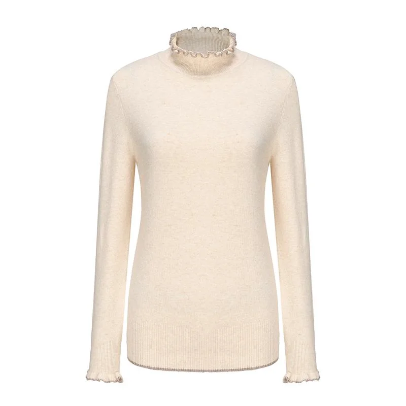 Women's Ruffled Collar Knitted Sweater