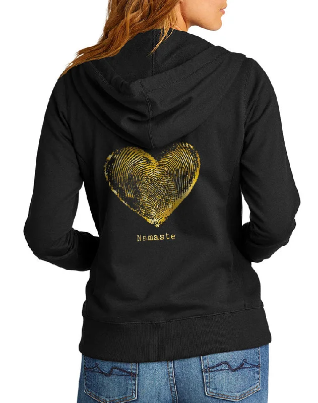 Women's Gold Shimmer Namaste True Recycled Fleece Zip Hoodie